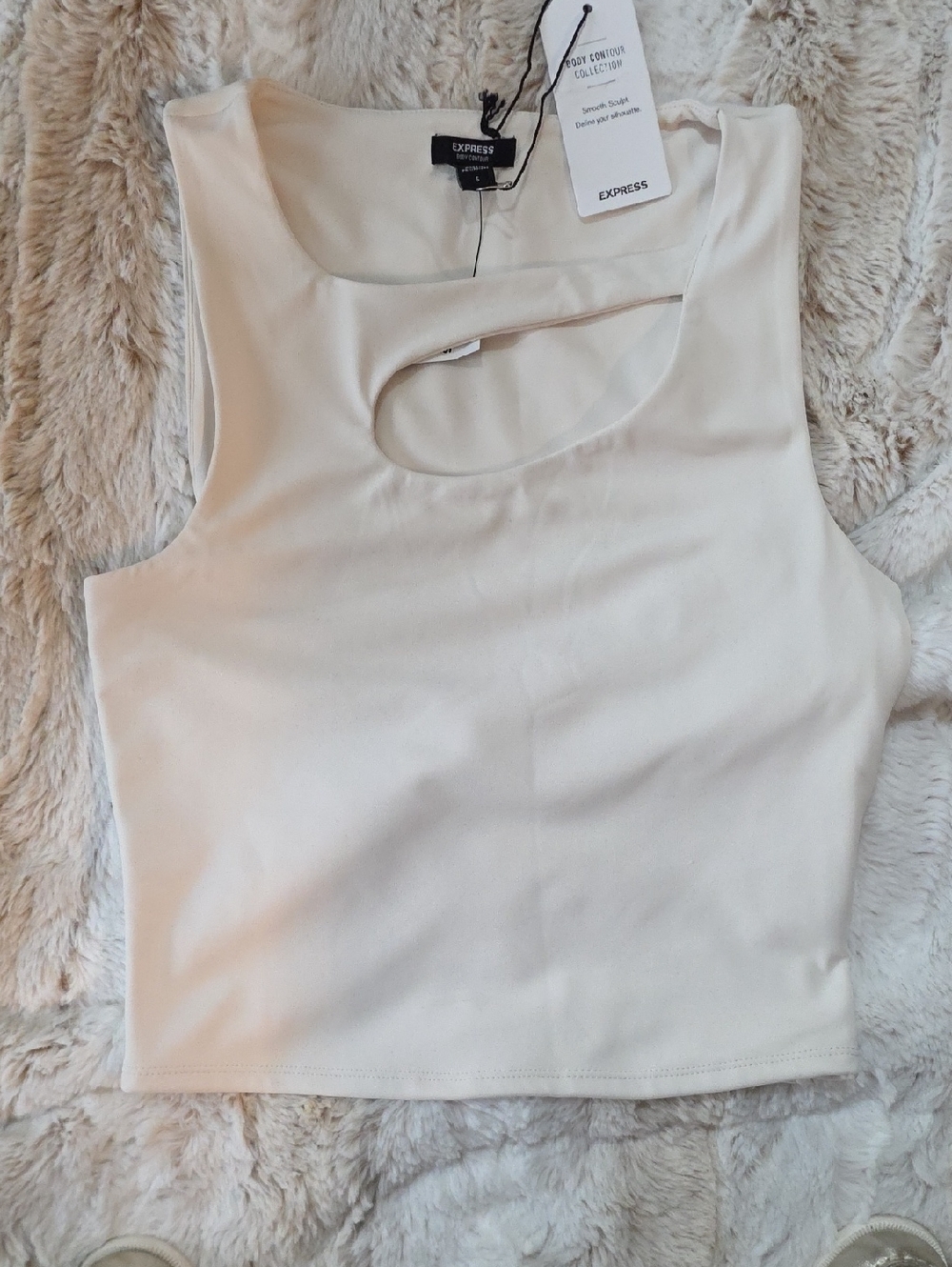 Express Cream Cutout Crop Tank